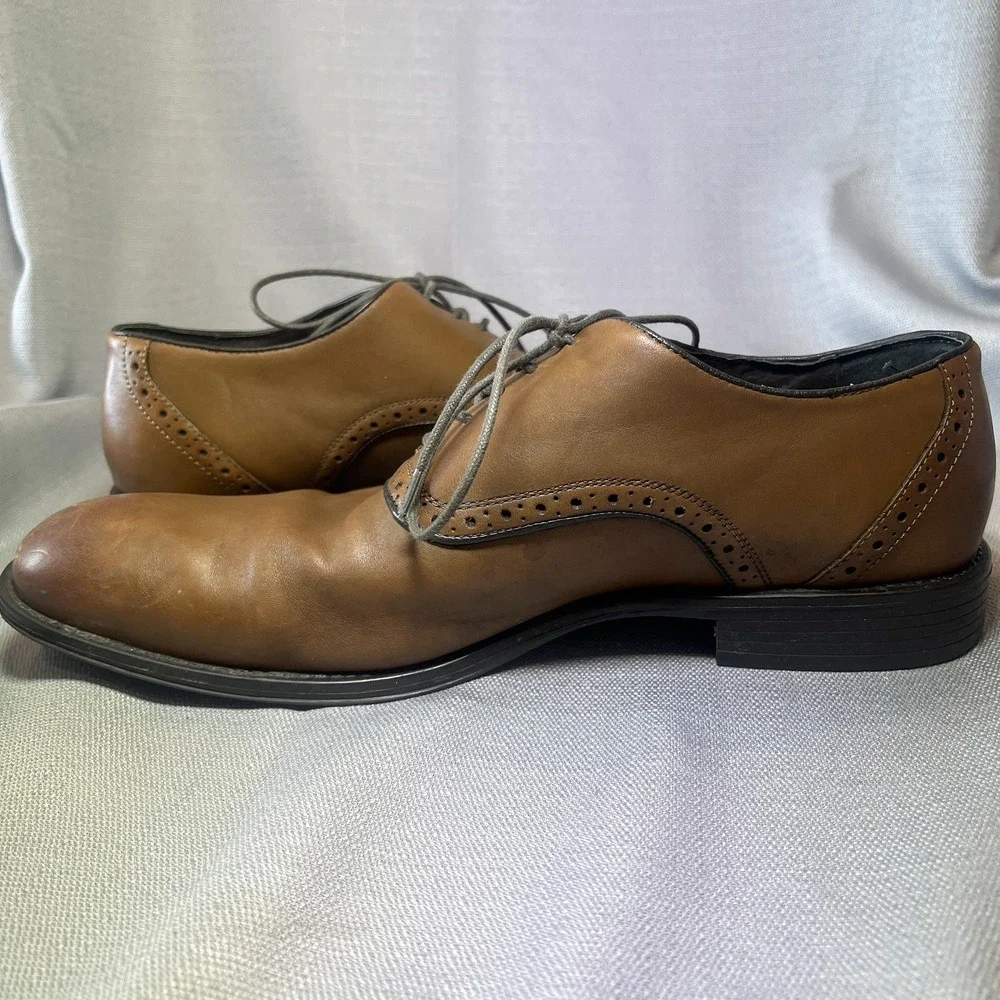 Aston Grey Collection Size 11.5 Men's Leather Oxford Lace Up Dress shoes - Brown